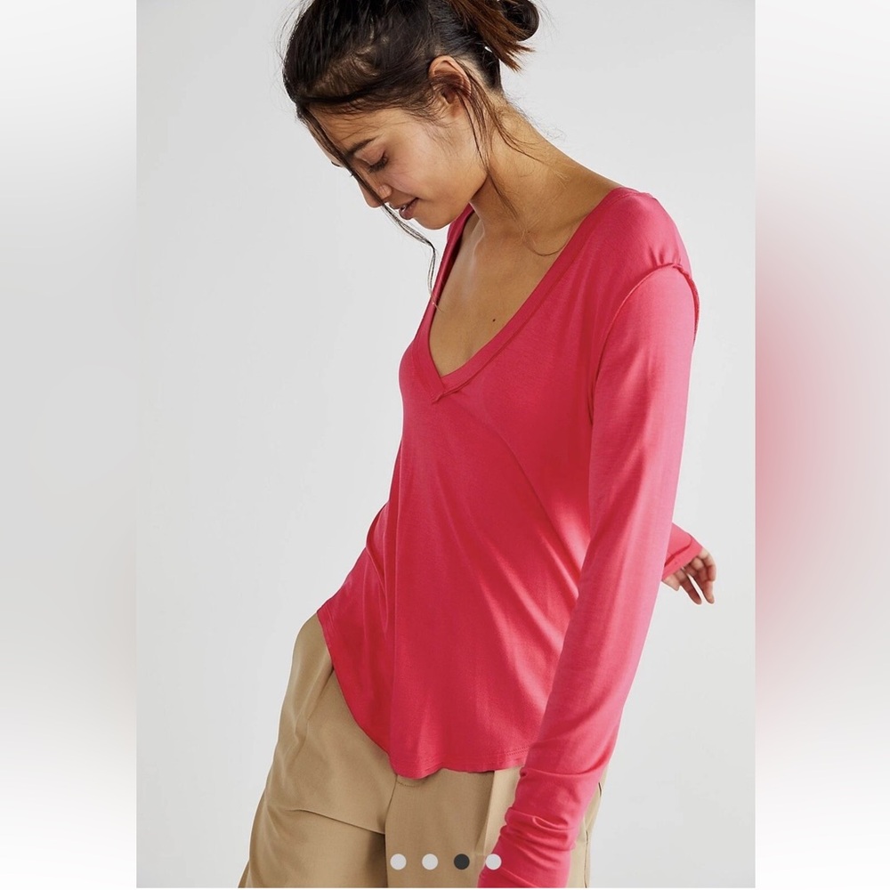 Free People Moon Dance Long Sleeve Hot Berry